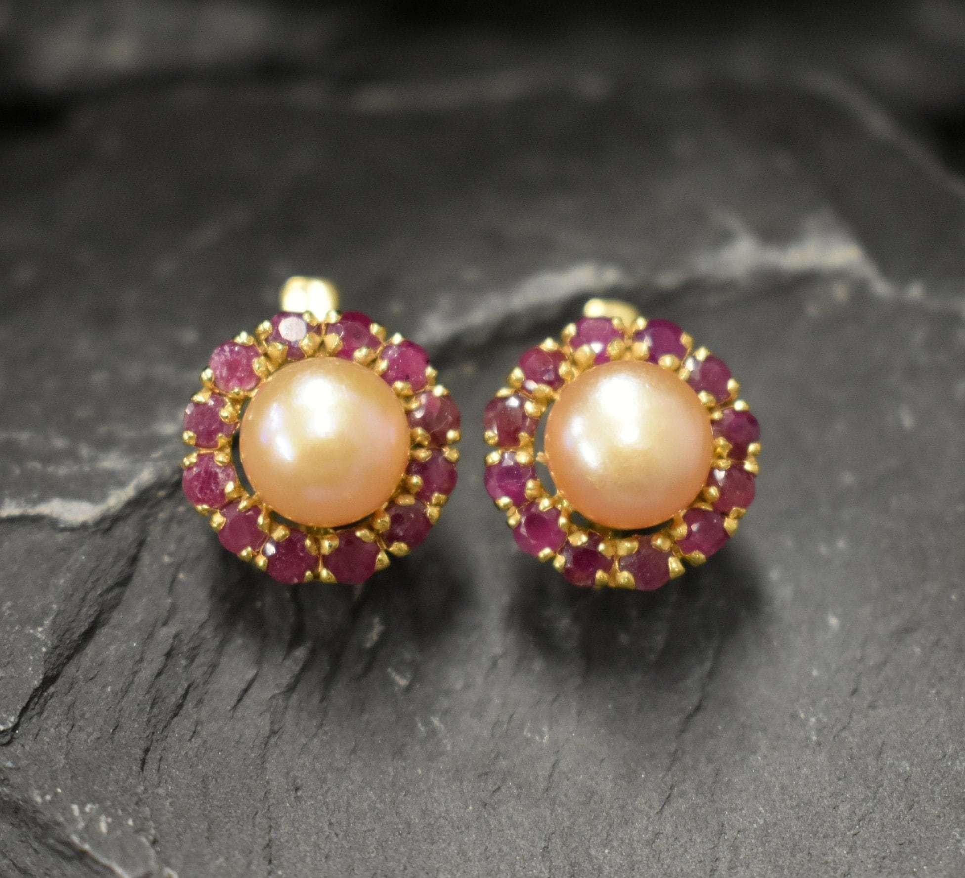 Pearl Earrings, Beige Pearl Earrings, Natural Pearl, Victorian Earrings, June Birthstone, Vintage Earrings, Round Earrings, Silver Earrings(1)