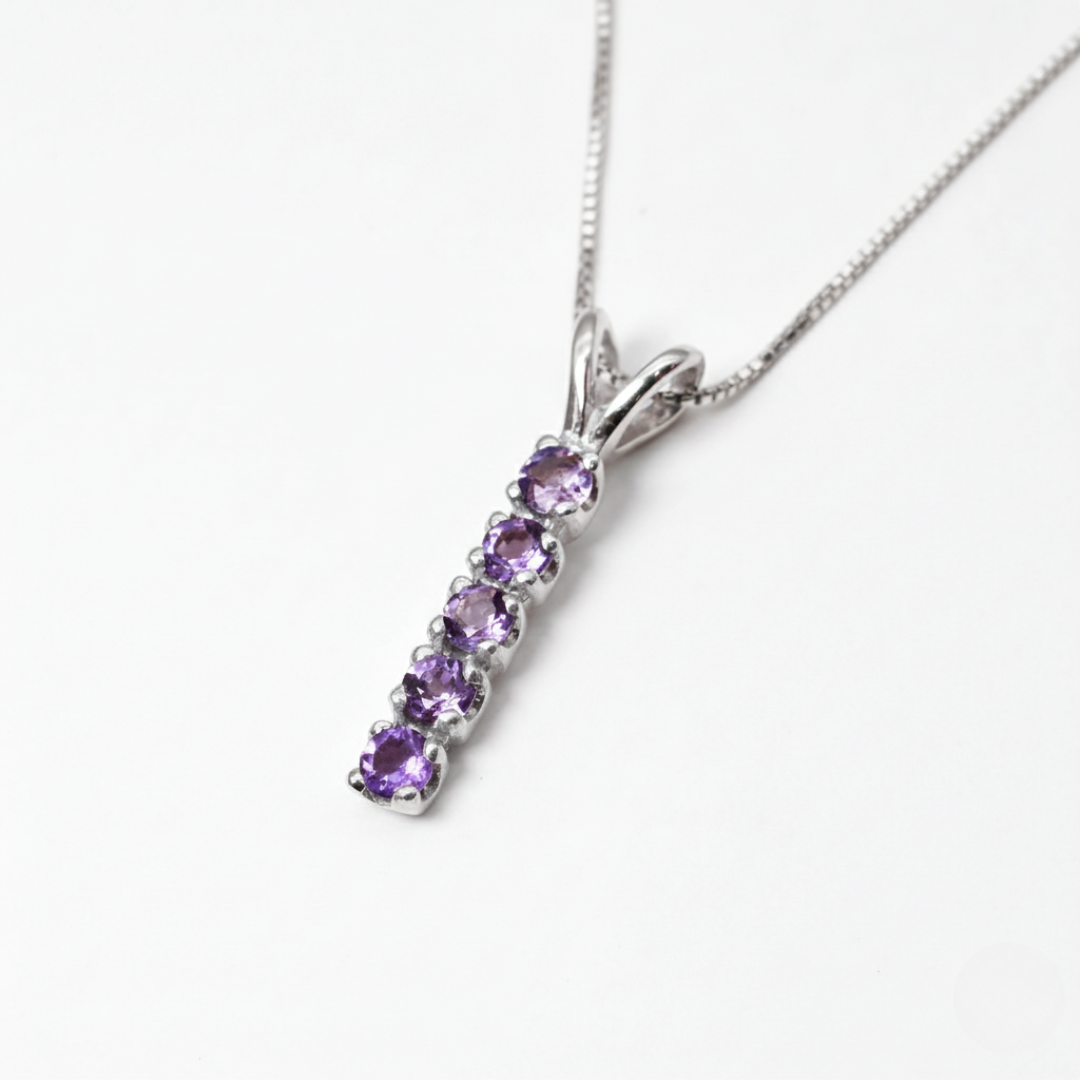 Elegant Amethyst Pendant in 925 Sterling Silver, symbolizes tranquility, ideal for birthdays and special moments.