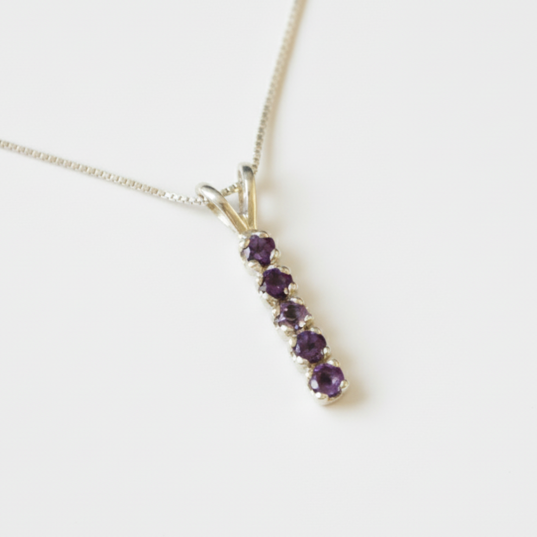 Natural Amethyst Pendant in 925 Sterling Silver, symbolizes peace and clarity, a beautiful gift for February birthdays.