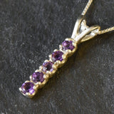 Genuine Amethyst Necklace - Vertical Purple Bar Necklace - February Birthstone Pendant