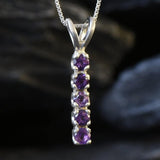 Genuine Amethyst Necklace - Vertical Purple Bar Necklace - February Birthstone Pendant