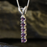 Genuine Amethyst Necklace - Vertical Purple Bar Necklace - February Birthstone Pendant