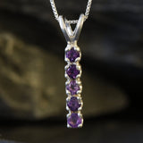 Genuine Amethyst Necklace - Vertical Purple Bar Necklace - February Birthstone Pendant