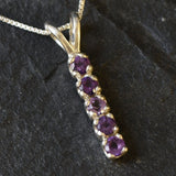 Genuine Amethyst Necklace - Vertical Purple Bar Necklace - February Birthstone Pendant