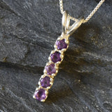 Genuine Amethyst Necklace - Vertical Purple Bar Necklace - February Birthstone Pendant