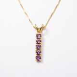 Genuine Amethyst Necklace - Vertical Purple Bar Necklace - February Birthstone Pendant