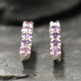 Genuine Amethyst Earrings - Purple Bar Earrings - Vertical Drop Earrings