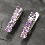 Genuine Amethyst Earrings - Purple Bar Earrings - Vertical Drop Earrings