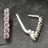 Genuine Amethyst Earrings - Purple Bar Earrings - Vertical Drop Earrings