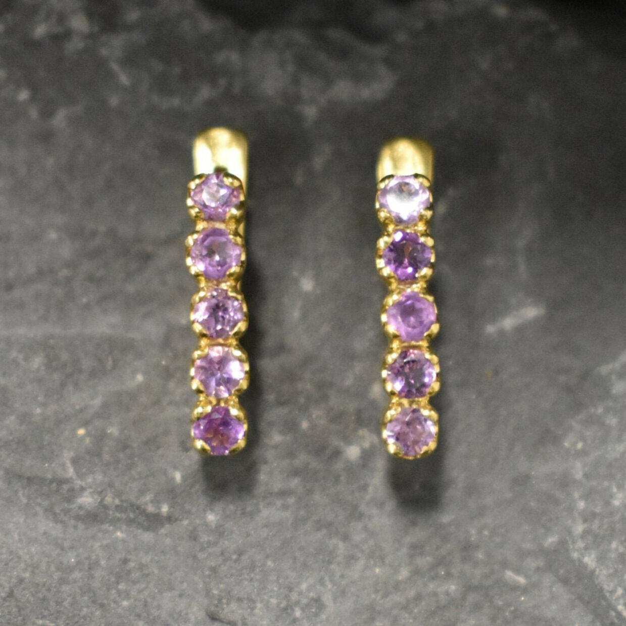 Amethyst Earrings, Natural Amethyst, February Birthstone, Purple Diamond Studs, Purple Vintage Earrings, Amethyst Studs, 925 Silver Earrings(1)