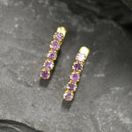 Amethyst Earrings, Natural Amethyst, February Birthstone, Purple Diamond Studs, Purple Vintage Earrings, Amethyst Studs, 925 Silver Earrings(1)