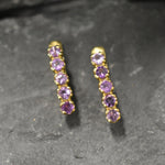 Amethyst Earrings, Natural Amethyst, February Birthstone, Purple Diamond Studs, Purple Vintage Earrings, Amethyst Studs, 925 Silver Earrings(1)