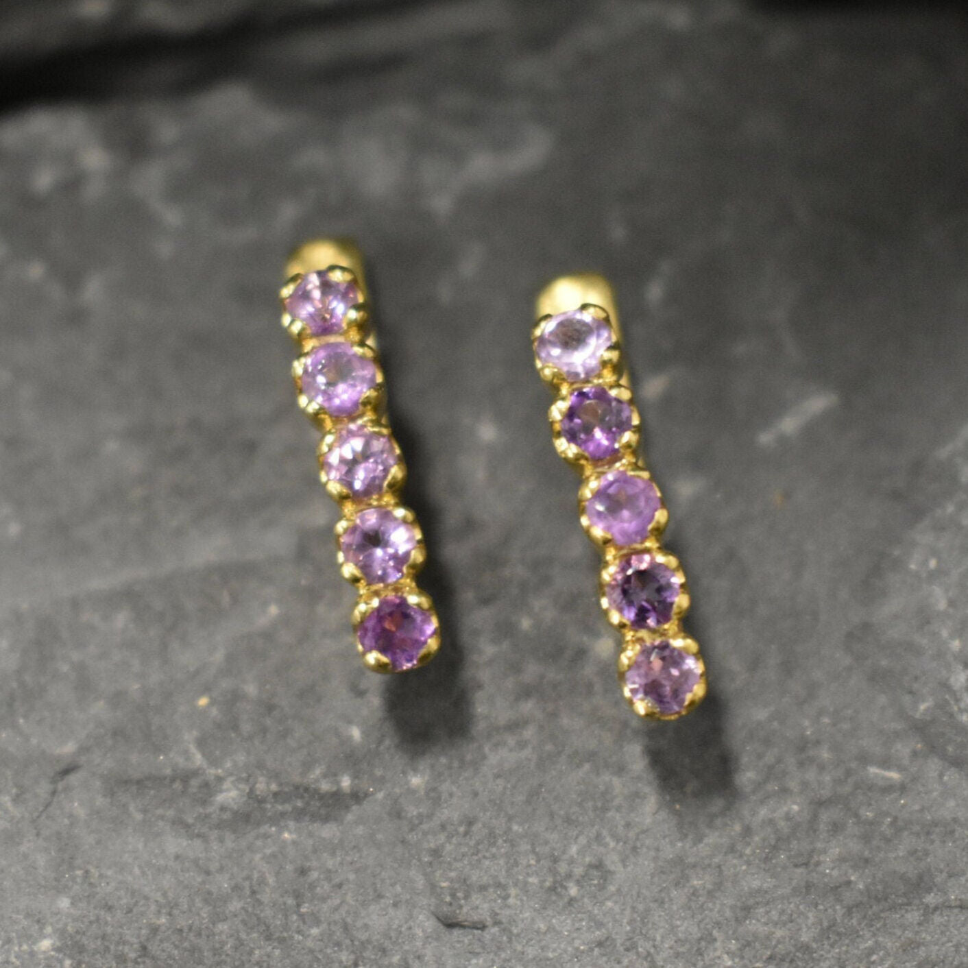 Amethyst Earrings, Natural Amethyst, February Birthstone, Purple Diamond Studs, Purple Vintage Earrings, Amethyst Studs, 925 Silver Earrings(1)