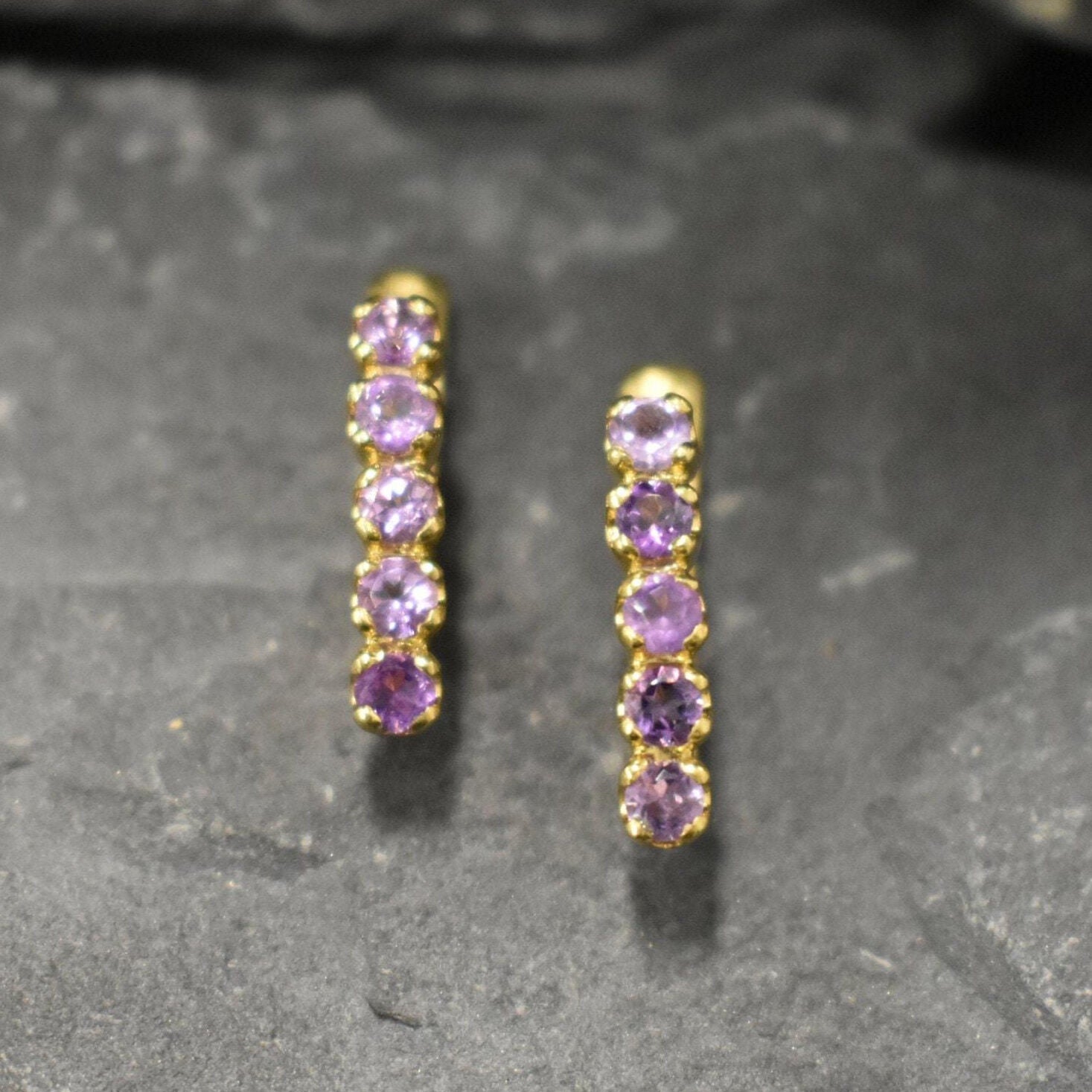 Amethyst Earrings, Natural Amethyst, February Birthstone, Purple Diamond Studs, Purple Vintage Earrings, Amethyst Studs, 925 Silver Earrings(1)