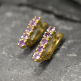 Genuine Amethyst Earrings - Purple Bar Earrings - Vertical Drop Earrings