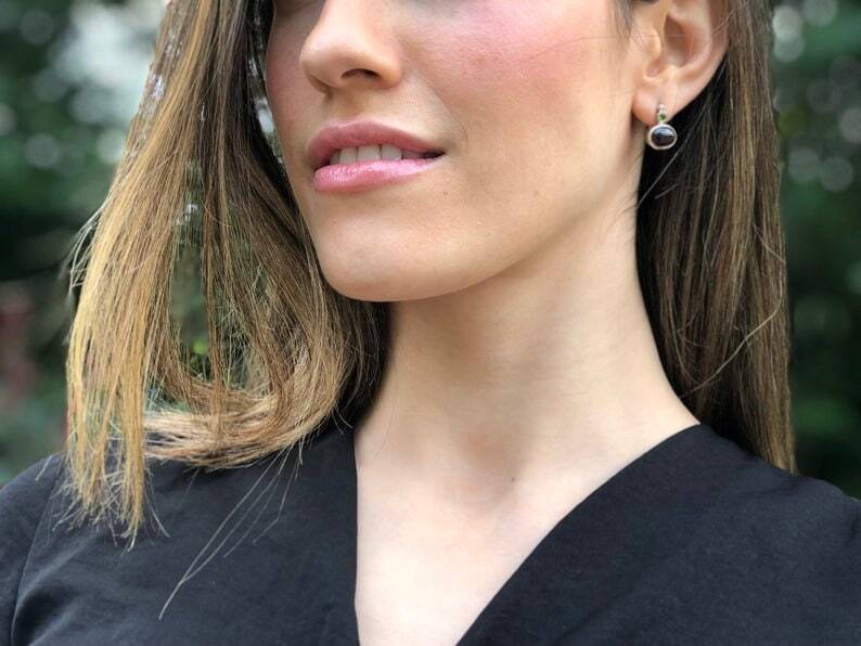 Rose Quartz Earrings, Natural Rose Quartz, Emerald Earrings, Natural Emerald, Pink Earrings, Vintage Earrings, Sterling Silver Earrings