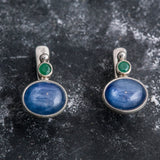 Kyanite Earrings - Two Stone Earrings - Blue Statement Earrings