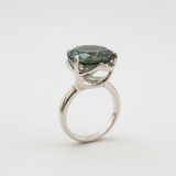 Radiant Green Diamond Ring - Timeless Round Vintage Style in 925 Sterling Silver, a perfect choice for everyday wear and gifting.