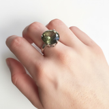 Stunning Vintage Green Diamond Ring - Round Sterling Silver Design, a unique statement piece for any occasion.