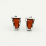 Gold Carnelian Earrings - Natural Carnelian Earrings, Gold Red Earrings