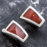 Gold Carnelian Earrings - Natural Carnelian Earrings, Gold Red Earrings