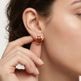 Gold Carnelian Earrings - Natural Carnelian Earrings, Gold Red Earrings
