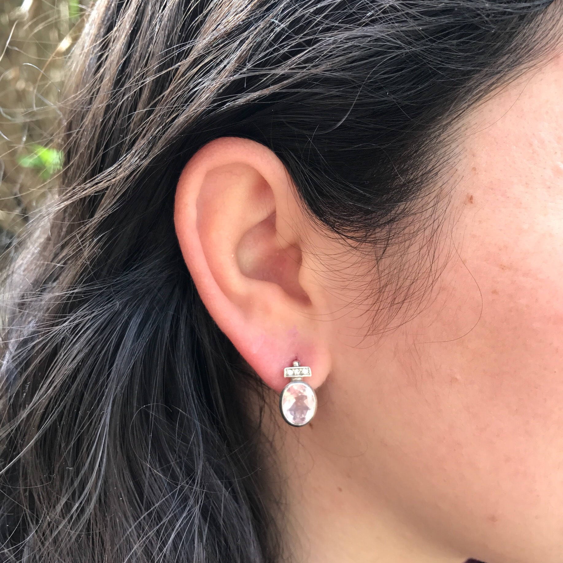 Pink Dainty Earrings, Rose Quartz Earrings, Vintage Earrings, January Earrings, January Birthstone, Sterling Silver Earrings, Rose Quartz