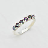 Gold Mystic Topaz Ring- Natural Mystic Topaz Ring, Half Eternity Topaz Ring