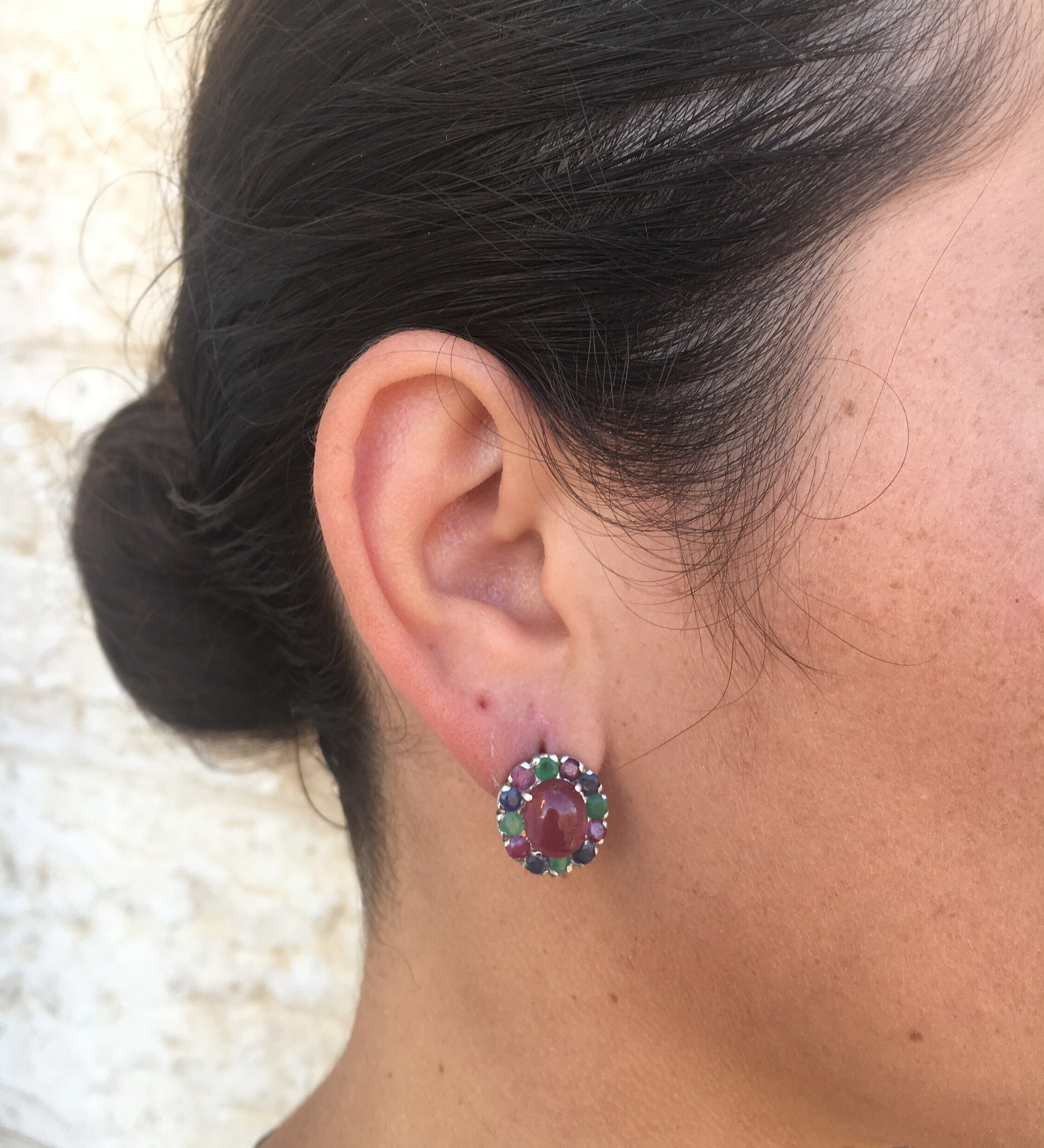 Elegant 925 Sterling Silver Ruby Earrings, featuring Oval Natural Red Ruby, perfect for July birthdays and special occasions.