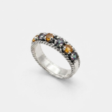 Half Eternity Ring - Citrine and Mystic Topaz Band - Vintage Colorful Ring