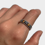 Half Eternity Ring - Citrine and Mystic Topaz Band - Vintage Colorful Ring