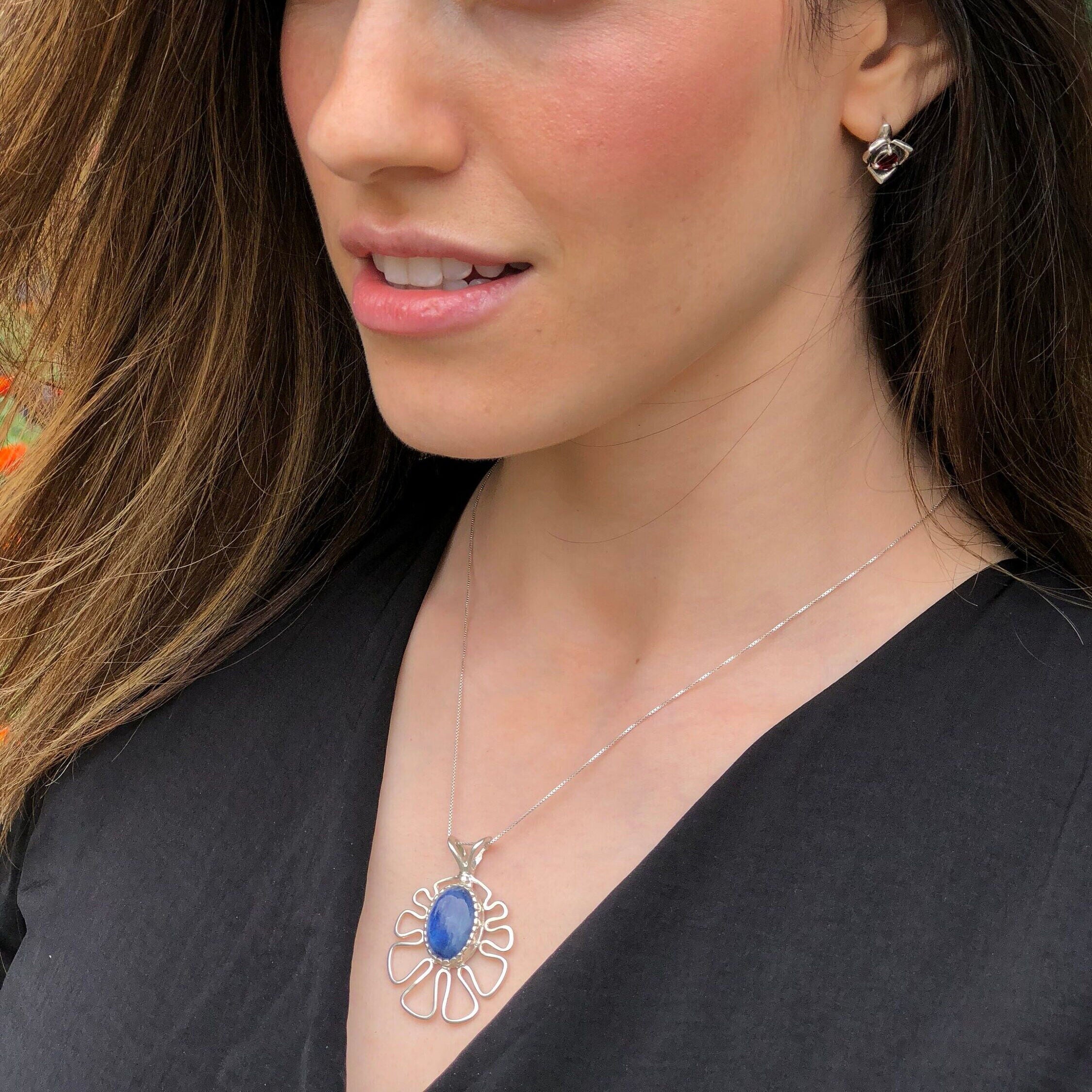 Kyanite Pendant, Natural Kyanite, Blue Kyanite Pendant, Large Blue Pendant, Statement Pendant, Vintage Blue Pendant, Silver Pendant, Kyanite