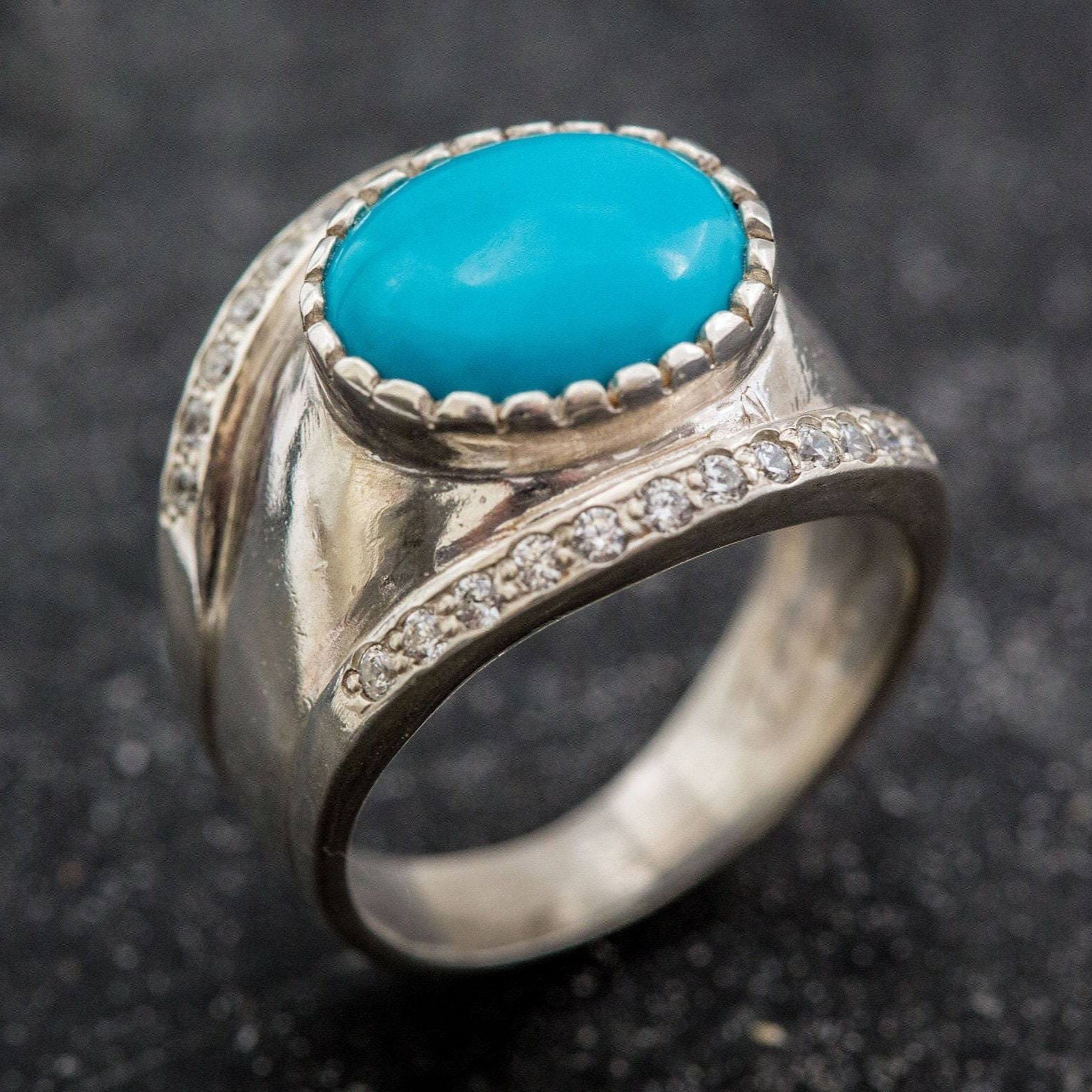 Bezel Turquoise Ring, Natural Turquoise, December Birthstone, December Ring, Vintage Ring, Sleeping Beauty Gem, Solid Silver Ring, Turquoise