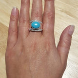 Statement Turquoise Ring - Genuine Turquoise Ring - Turquoise Bezel Ring