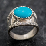 Statement Turquoise Ring - Genuine Turquoise Ring - Turquoise Bezel Ring