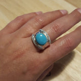 Statement Turquoise Ring - Genuine Turquoise Ring - Turquoise Bezel Ring