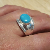 Statement Turquoise Ring - Genuine Turquoise Ring - Turquoise Bezel Ring