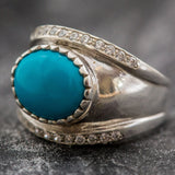 Statement Turquoise Ring - Genuine Turquoise Ring - Turquoise Bezel Ring