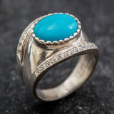 Statement Turquoise Ring - Genuine Turquoise Ring - Turquoise Bezel Ring