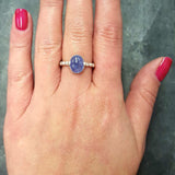 Bezel Tanzanite Ring - Blue Solitaire Ring - Vintage Bubble Band