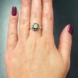 White Rose Ring - Natural Fire Opal Ring - Solitaire Flower Ring