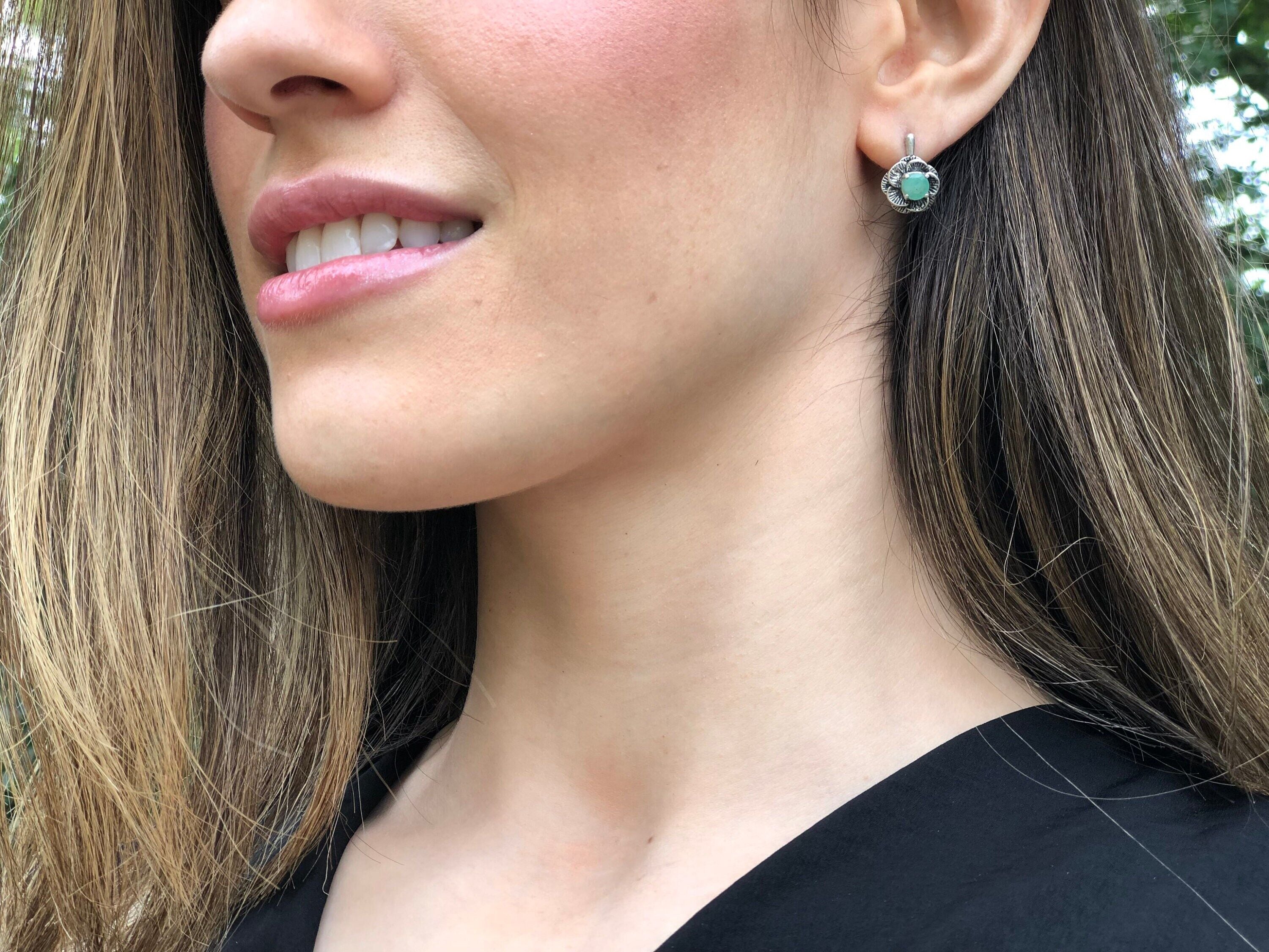 Flower Earrings, Mystic Topaz Earrings, Natural Topaz, Vintage Flower Earrings, December Birthstone, Solid Silver, Silver Flower, Topaz Stud