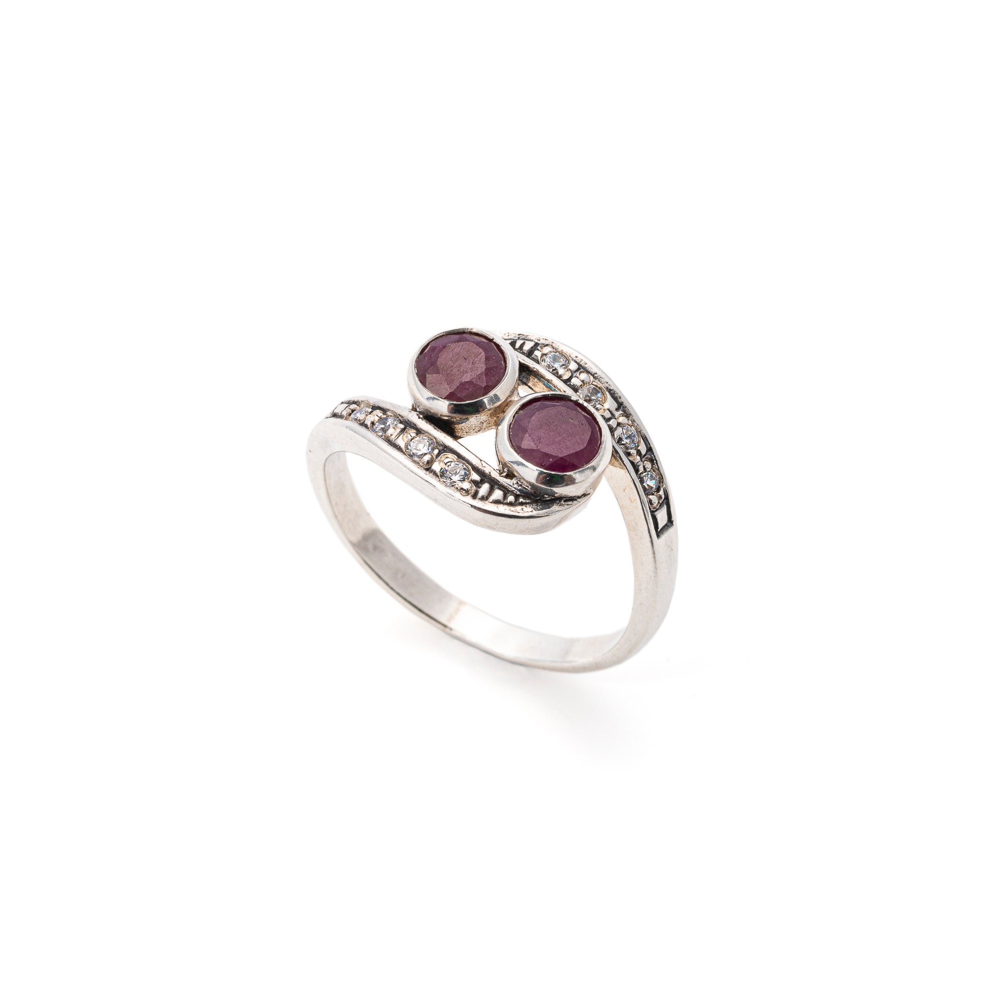 Natural Ruby Ring made in 925 Sterling Silver with Round Natural Red Ruby in Two-Stone setting, July Birthstone gift idea, symbolizes nobility, purity, and passion, ideal for everyday wear and perfect for birthday gifting and special occasions.