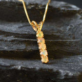 Gold Fire Opal Pendant - Natural Ethiopian Opal Necklace, October Birthstone Necklace