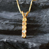 Gold Fire Opal Pendant - Natural Ethiopian Opal Necklace, October Birthstone Necklace