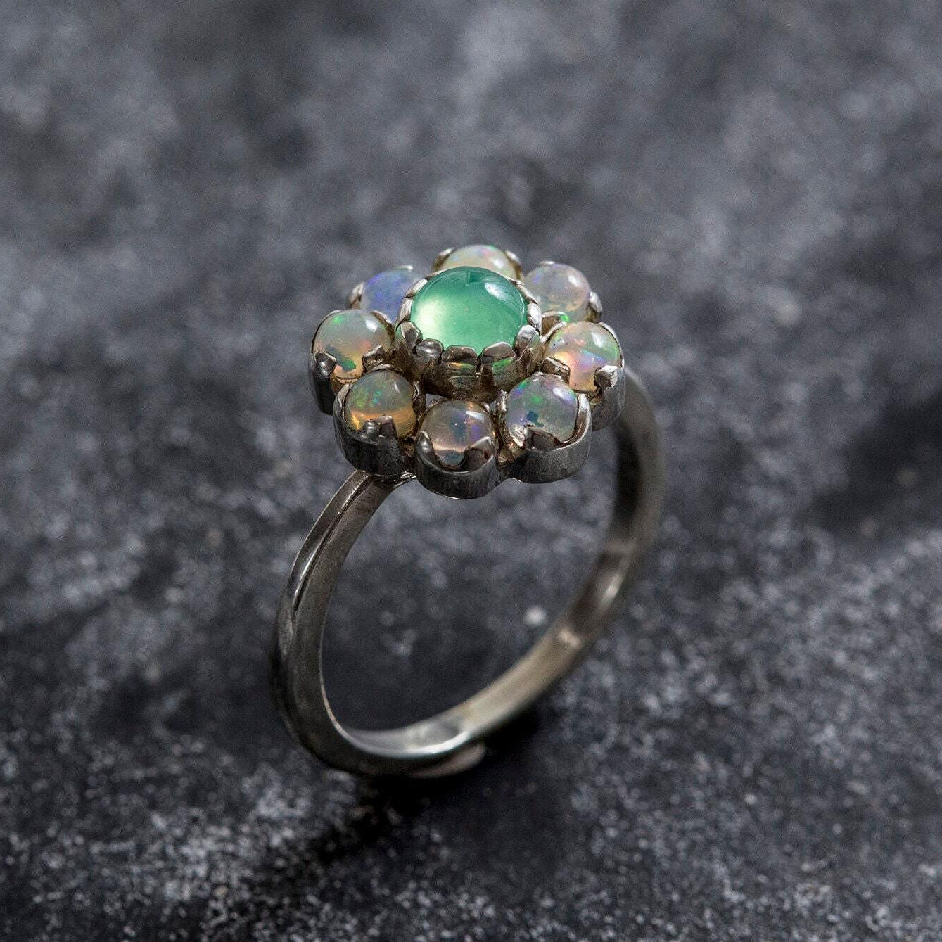 Elegant 925 Sterling Silver Opal Ring with stunning white opal, a beautiful gift for October birthdays and daily wear.