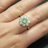 Sterling Silver Opal Ring featuring a radiant white opal, perfect for October birthdays and special occasions.