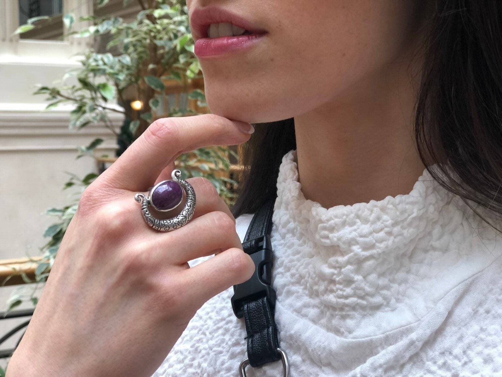Natural Ruby Ring made in 925 Sterling Silver with Oval Natural Red Ruby in Bezel setting, July Birthstone gift idea, symbolizes nobility, purity, and passion, ideal for everyday wear and perfect for birthday gifting and special occasions.