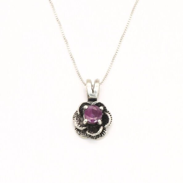 Natural Ruby Pendant made in 925 Sterling Silver with Round Natural Red Ruby in Prong setting, July Birthstone gift idea, symbolizes nobility, purity, and passion, ideal for everyday wear and perfect for birthday gifting and special occasions.