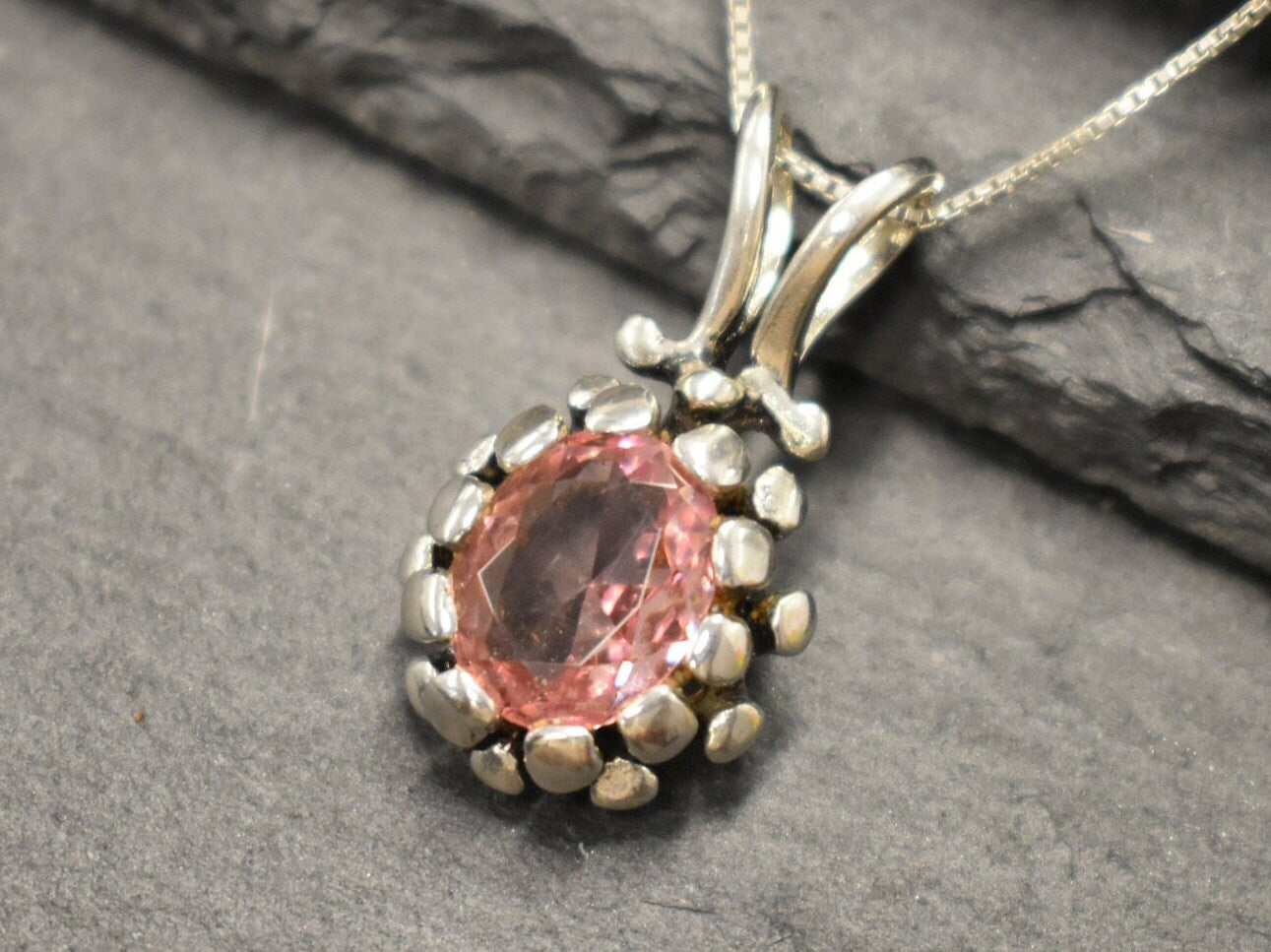 Morganite Pendant, Vintage Pendant, Created Morganite, Artistic Pendant, Nature Necklace, Morganite Necklace, Handmade Necklace,Unique Charm
